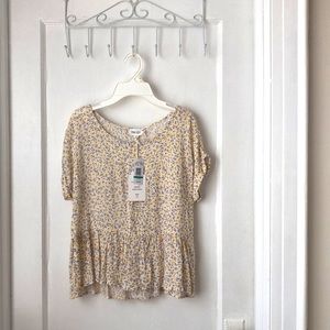 Yellow Ditsy Woven Top